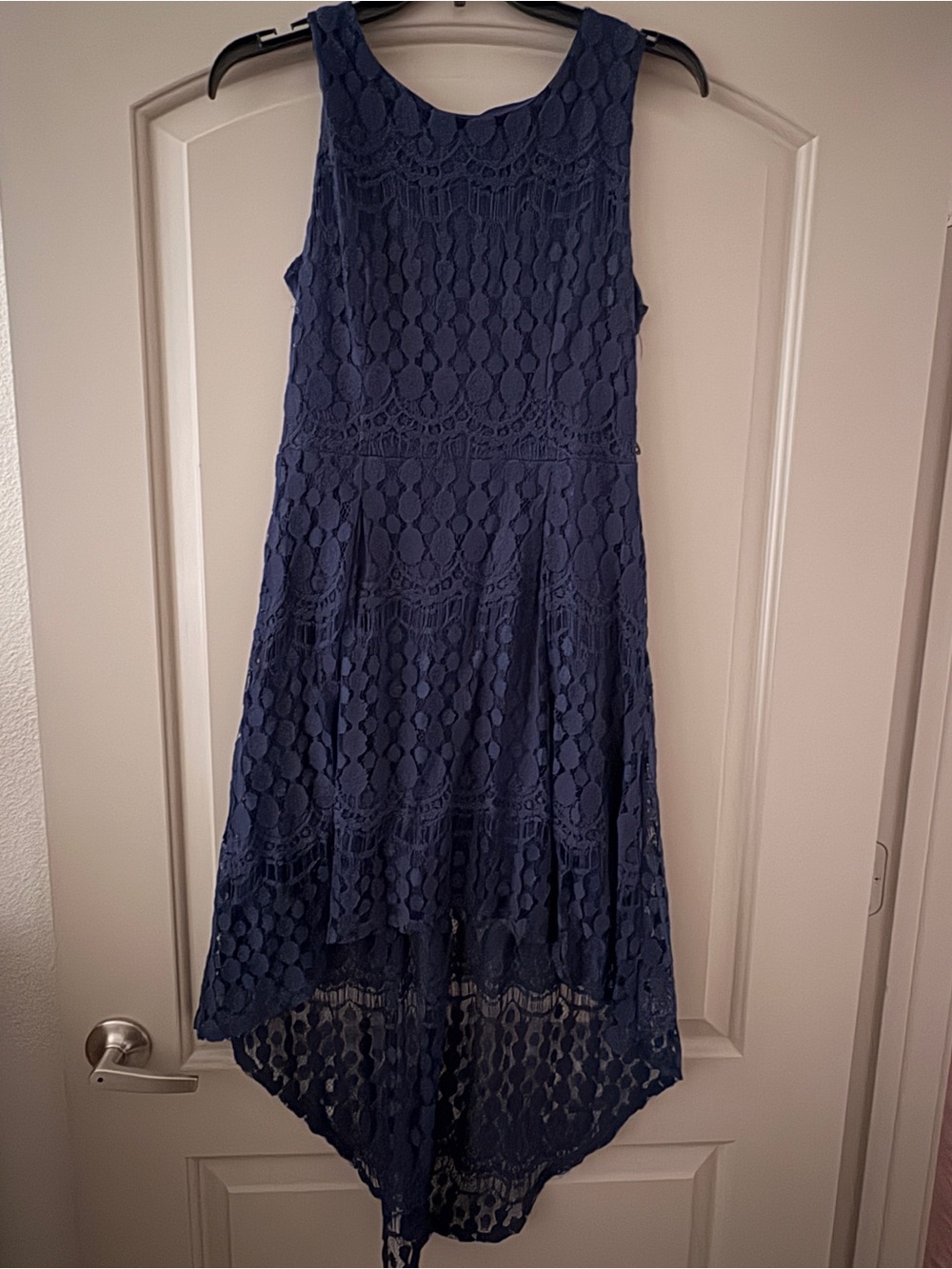 Xhillaration Sleeveless Navy Lace High-Low Dress